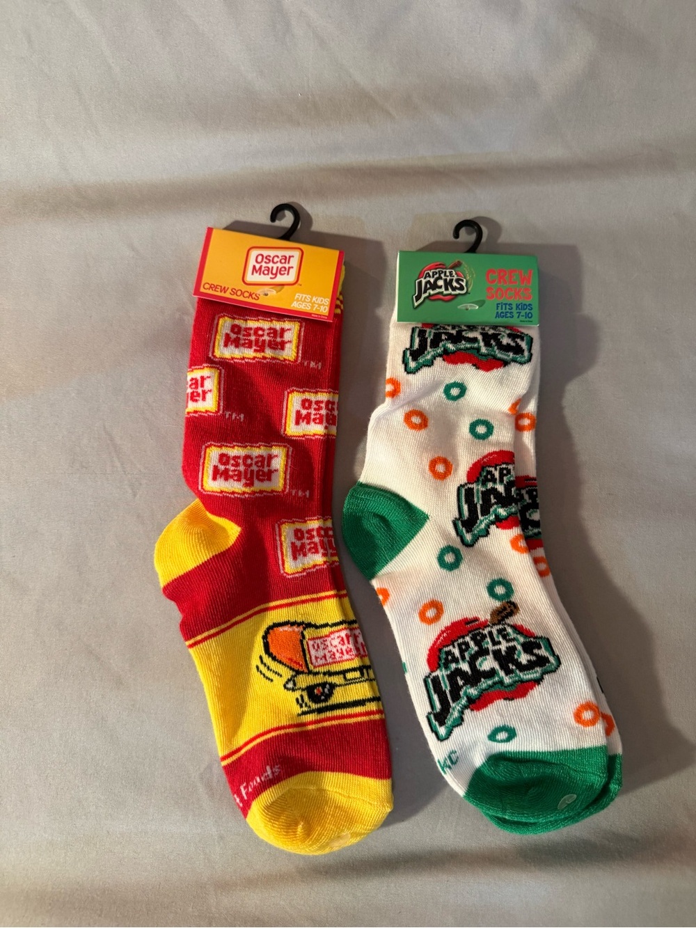 Oscar Mayer and Apple Jacks Fun Crew Socks - Branded Kid’s Socks Ages 7-10